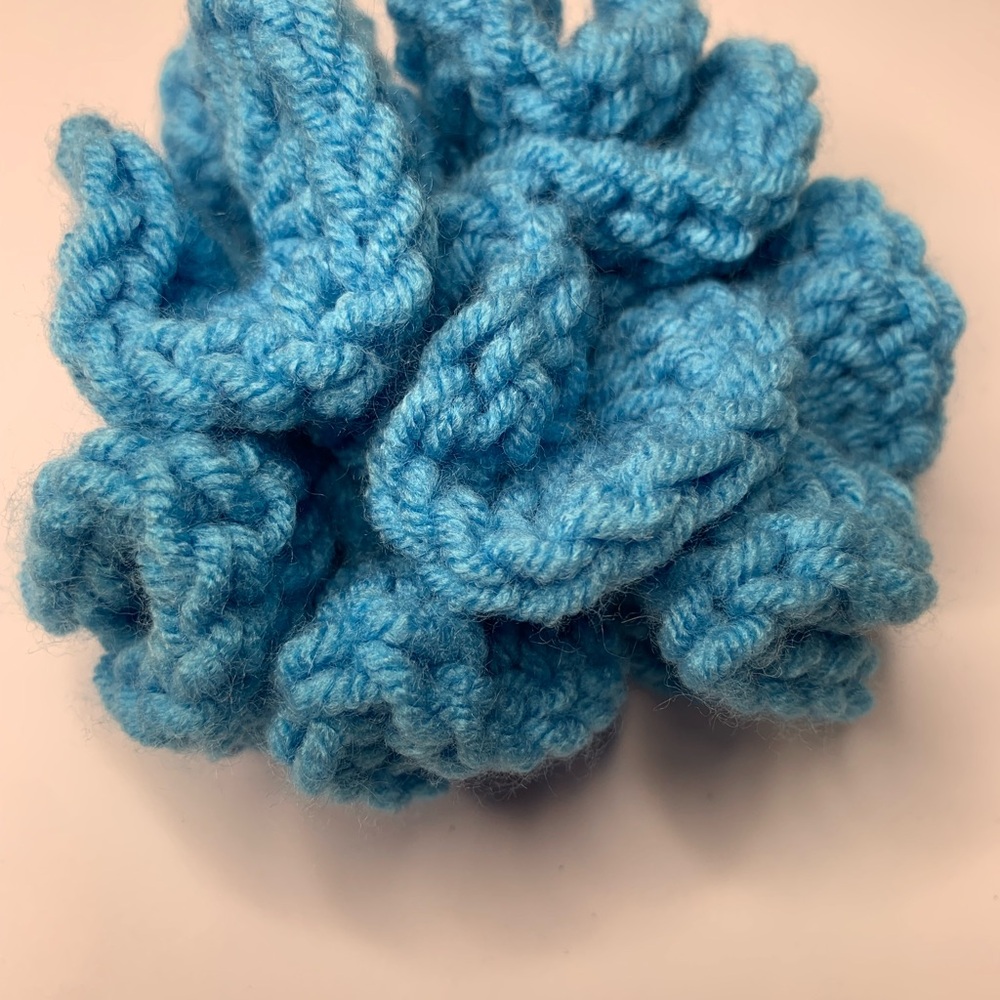 Blue hand crochet Scrunchie
